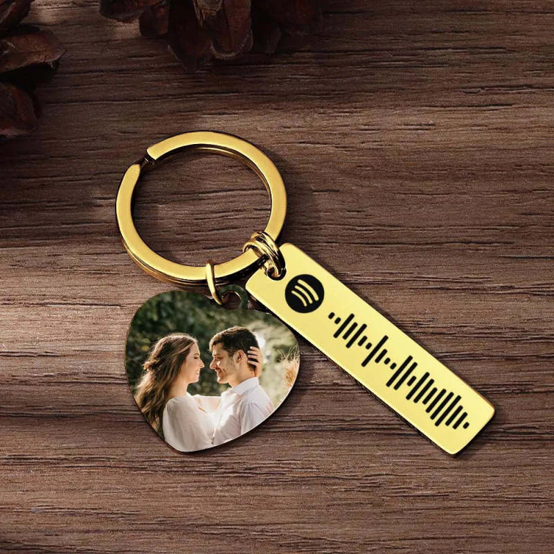 Personalized Spotify Keychain Custom Picture & Music Song Code Heart Couples Photo Keyring Gifts for Boyfriend 6