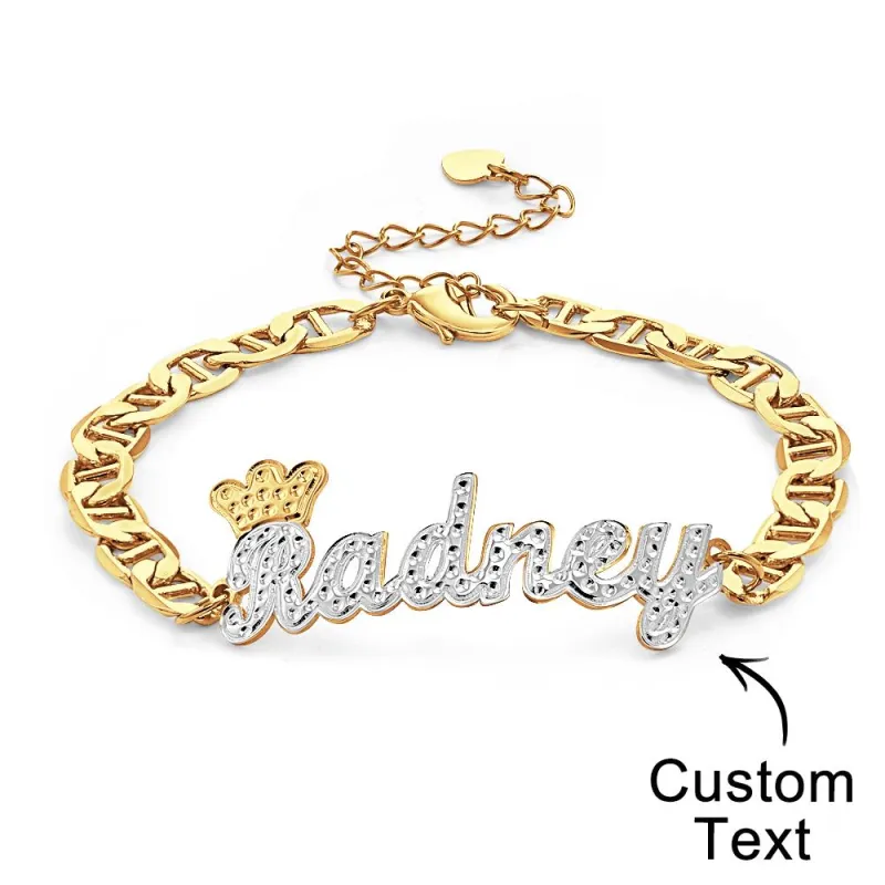 Personalized Trendy Name Bracelet With Crown Chain Hip Hop Bracelet Jewelry Gifts For Men 1