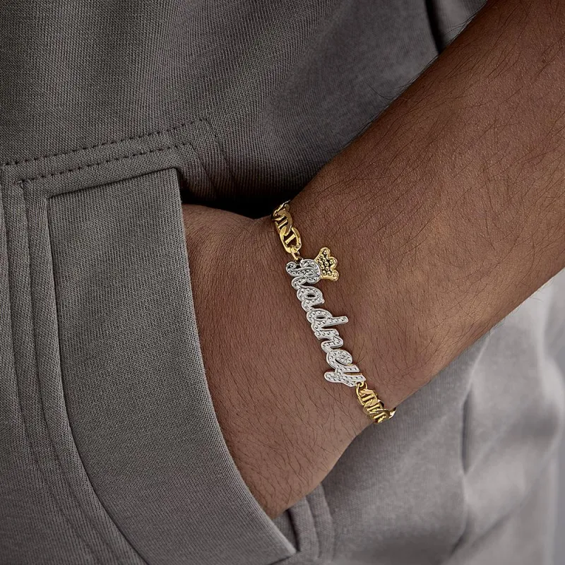 Personalized Trendy Name Bracelet With Crown Chain Hip Hop Bracelet Jewelry Gifts For Men 5