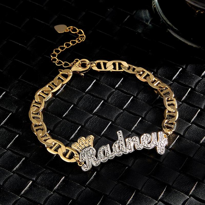 Personalized Trendy Name Bracelet With Crown Chain Hip Hop Bracelet Jewelry Gifts For Men 2