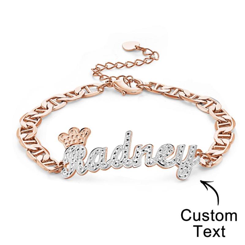 Personalized Trendy Name Bracelet With Crown Chain Hip Hop Bracelet Jewelry Gifts For Men