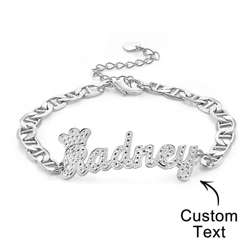 Personalized Trendy Name Bracelet With Crown Chain Hip Hop Bracelet Jewelry Gifts For Men 4