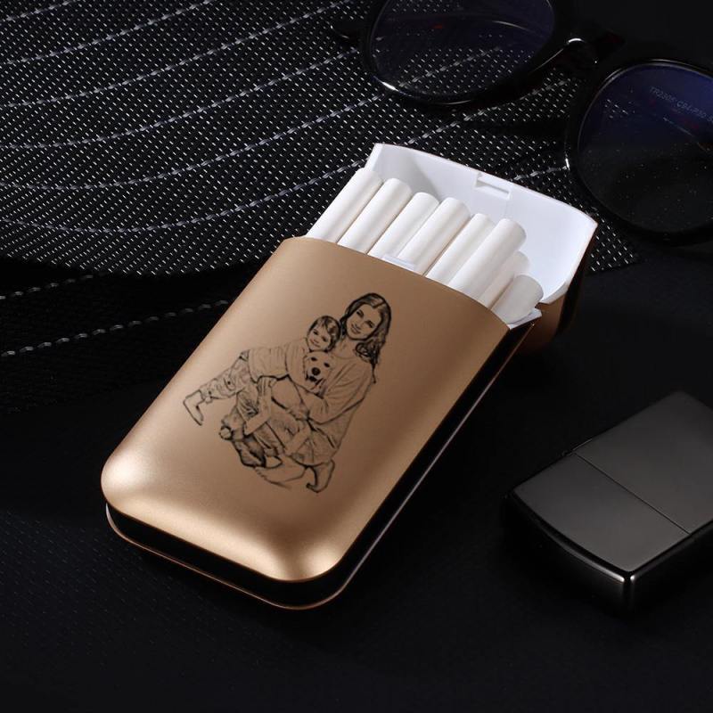 Photo Cigarette Case with Engraved Custom Cigarettes Holder (Lighter not included) 2