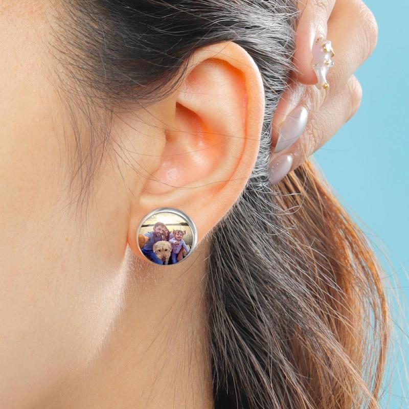 Photo Earrings Studs Earrings Two Photos Unique Gifts 1