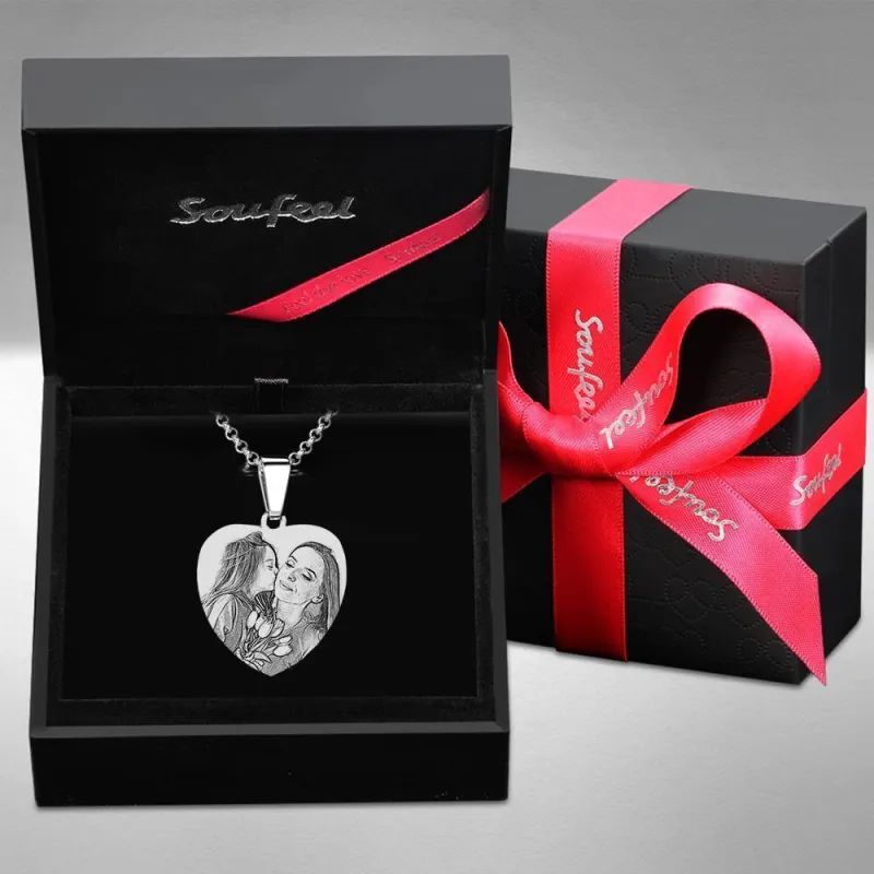 Photo Engraved Tag Necklace with Engraving Stainless Steel with Wings Gifts for Mother's Day 5