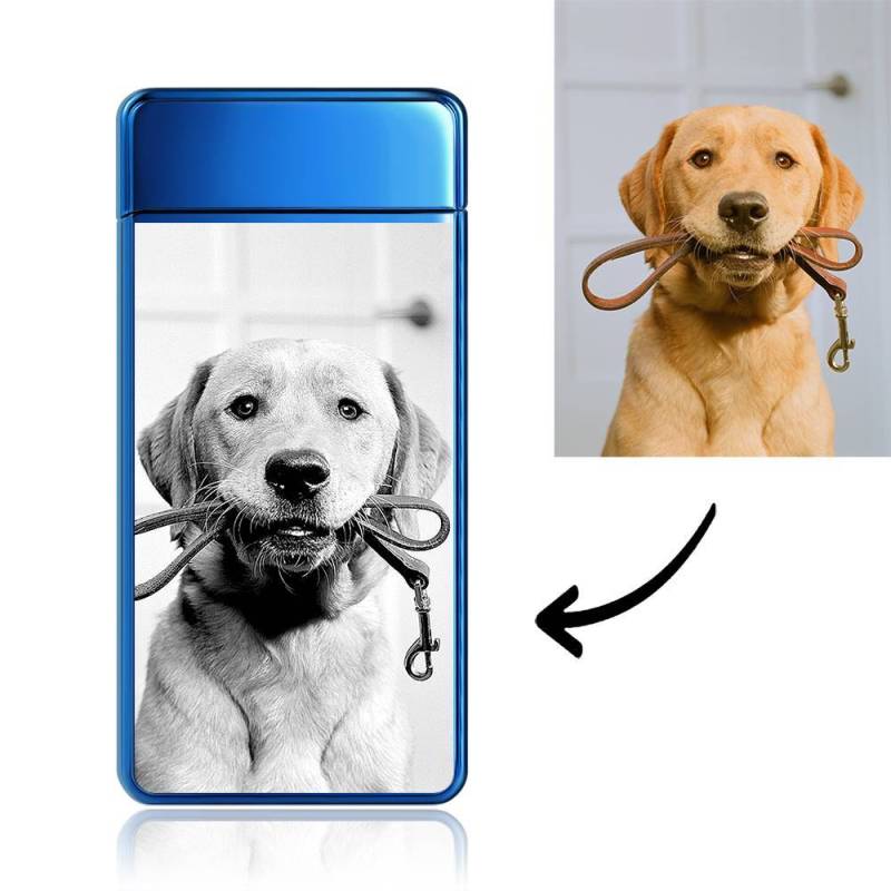 Photo Lighter Custom Photo Engraved Lighter Blue Cute Pet