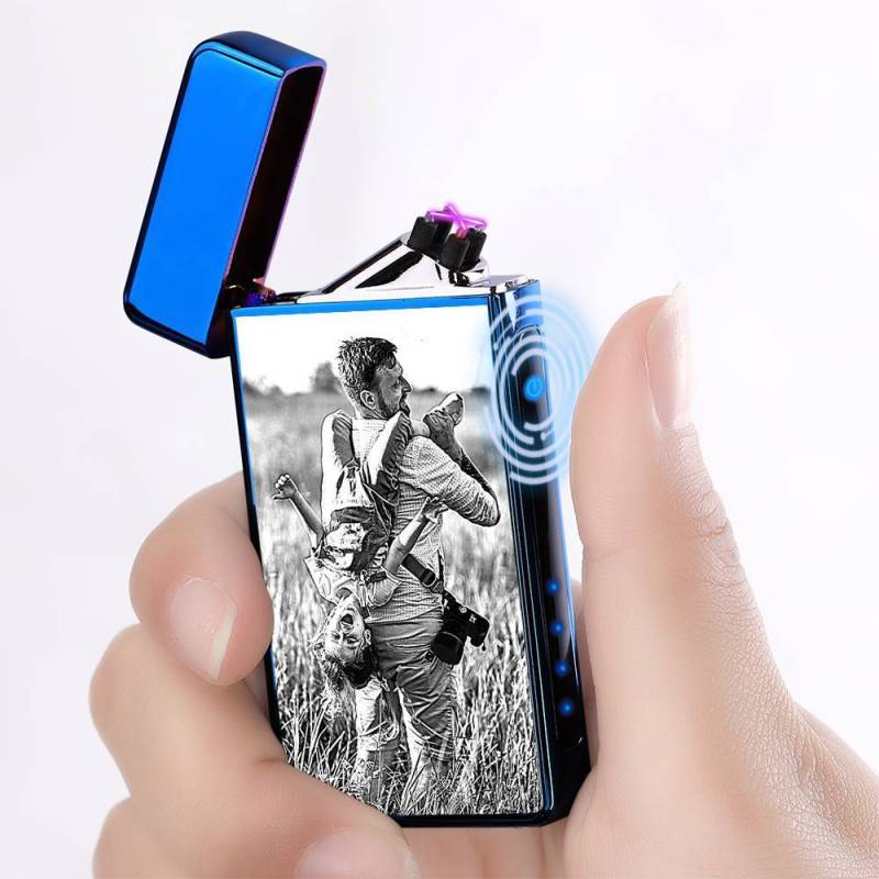 Photo Lighter Custom Photo Engraved Lighter Blue Keepsake Gift 2