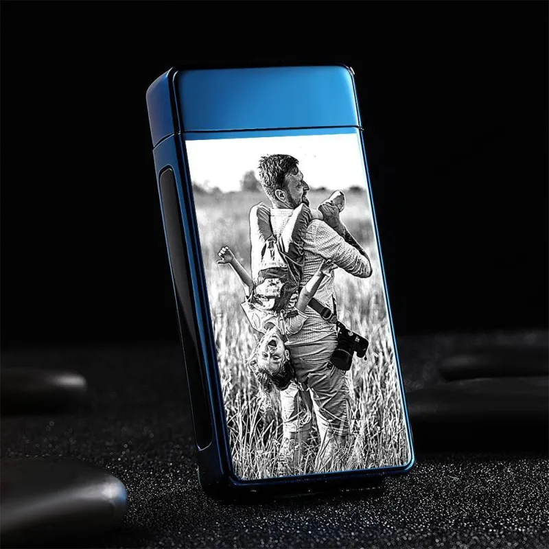 Photo Lighter Custom Photo Engraved Lighter Blue Keepsake Gift 3