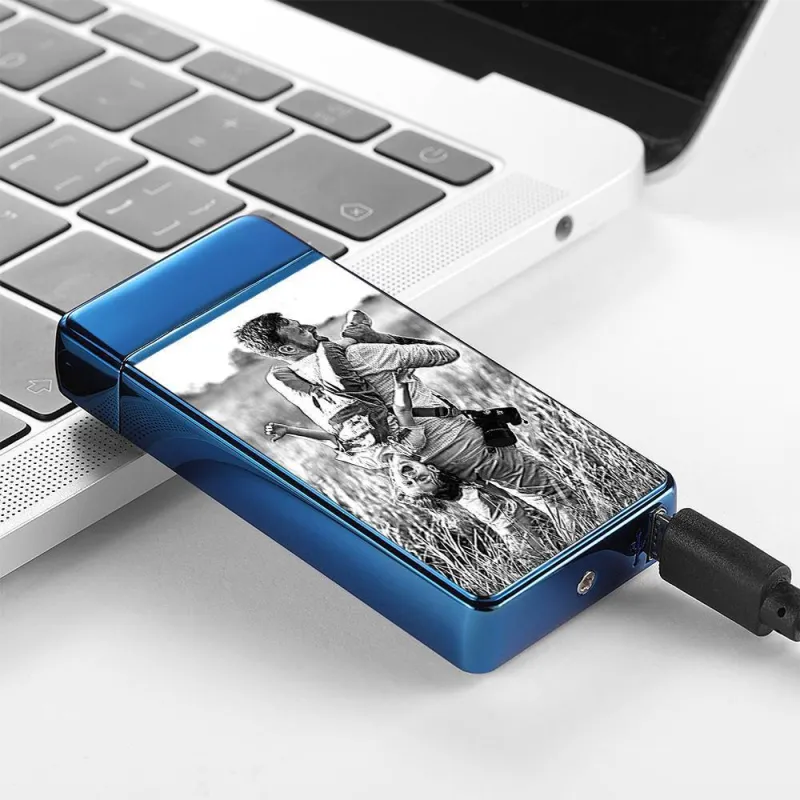 Photo Lighter Custom Photo Engraved Lighter Blue Keepsake Gift 4