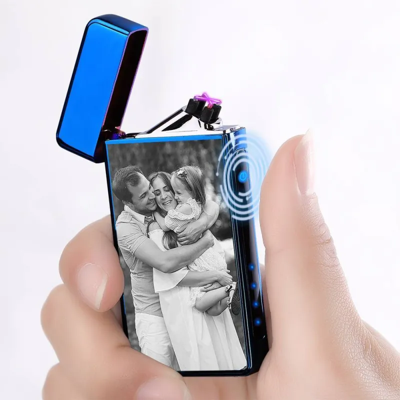 Photo Lighter Custom Photo Engraved Lighter Blue Perfect Family 2