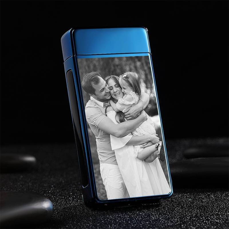 Photo Lighter Custom Photo Engraved Lighter Blue Perfect Family 3