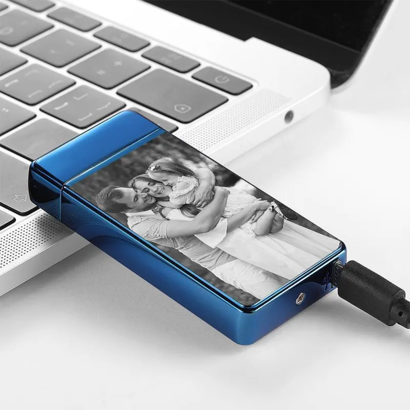 Photo Lighter Custom Photo Engraved Lighter Blue Perfect Family 4