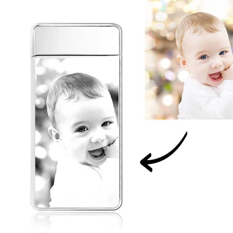 Photo Lighter Custom Photo Engraved Lighter Silver Memorial Gift