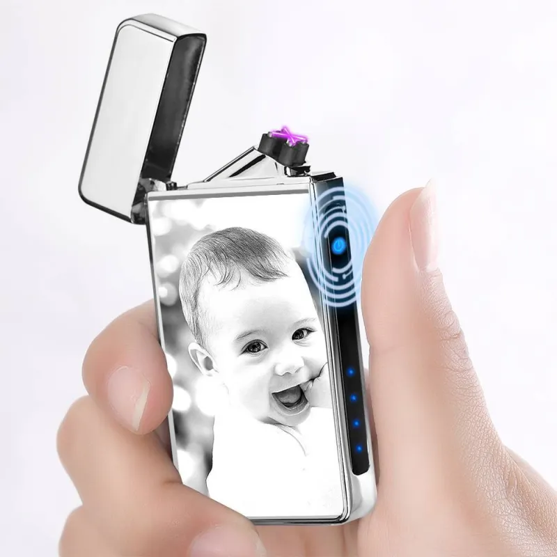 Photo Lighter Custom Photo Engraved Lighter Silver Memorial Gift 2