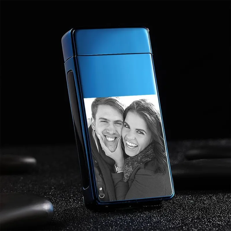 Photo Lighter With Engraving Electric Lighter Great Gift For Boyfriend Blue 3