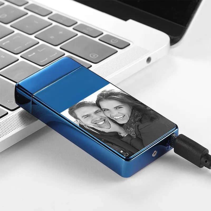 Photo Lighter With Engraving Electric Lighter Great Gift For Boyfriend Blue 4