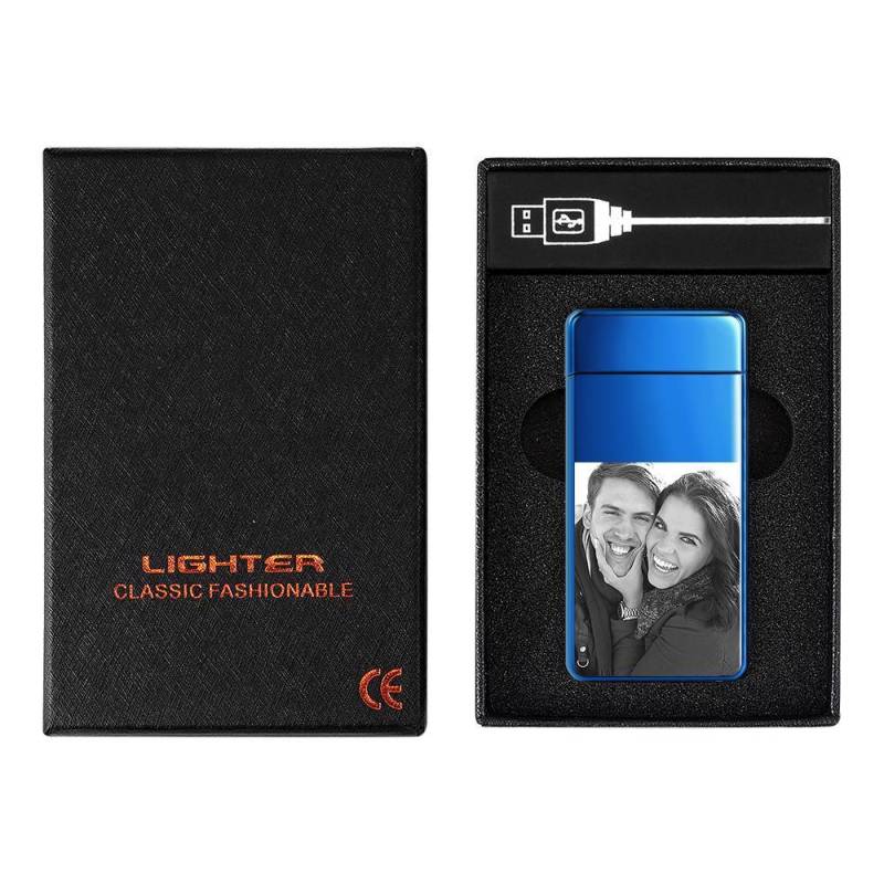 Photo Lighter With Engraving Electric Lighter Great Gift For Boyfriend Blue 5