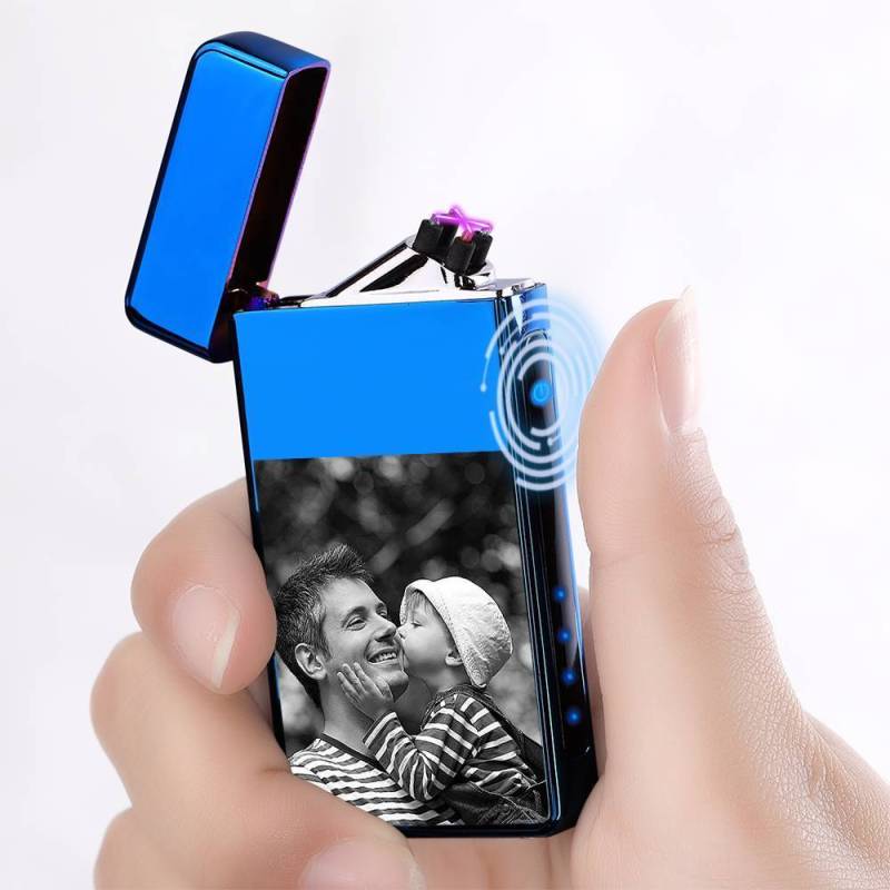 Photo Lighter With Engraving Electric Lighter Great Gift For Smoker Blue 2