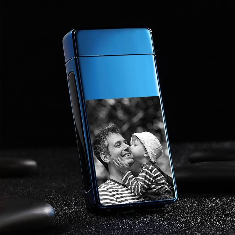 Photo Lighter With Engraving Electric Lighter Great Gift For Smoker Blue 3