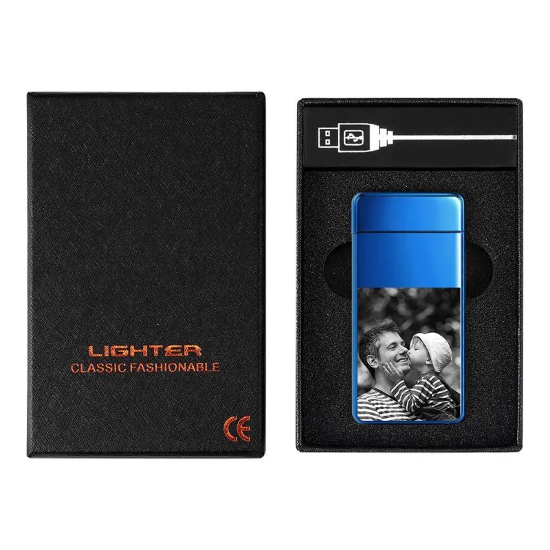 Photo Lighter With Engraving Electric Lighter Great Gift For Smoker Blue 5