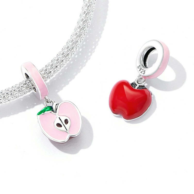 Pink Apple Dangle Charm Silver 2