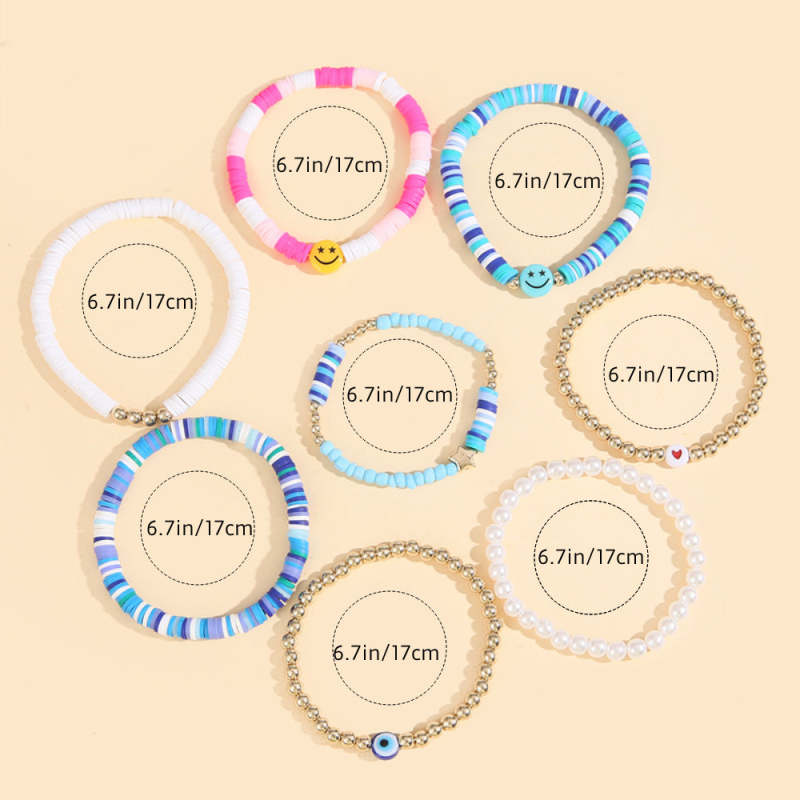 Preppy Bracelets Set Soft Clay Bohemian Layering Bracelets Jewelry for Her 4