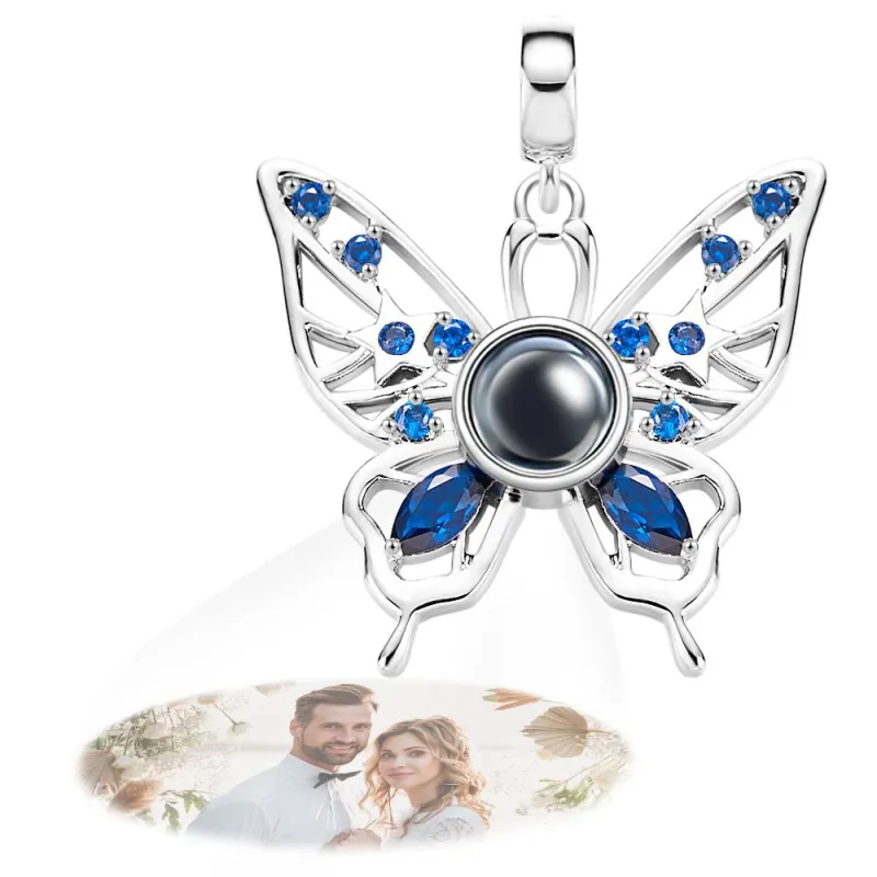 Projection Butterfly Personalized Photo Pendant Dangle Charm Symbolizes Free and Happy