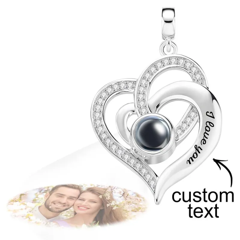 Projection Love Heart Personalized Photo Pendant Dangle Basic and Simple Charm for Bracelet