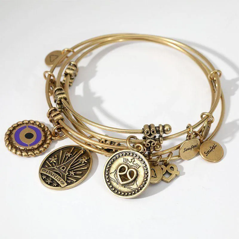 Prosperity Charm Bangle Gold Plated 3