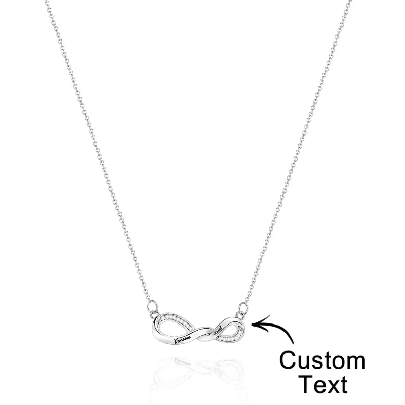 Radiant Engravable Necklace Twisted Infinity Memorial Pendant Gift For Her 2