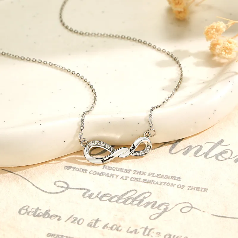 Radiant Engravable Necklace Twisted Infinity Memorial Pendant Gift For Her 3