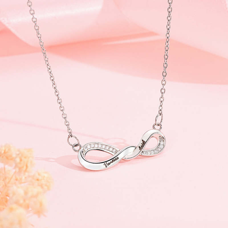 Radiant Engravable Necklace Twisted Infinity Memorial Pendant Gift For Her 4