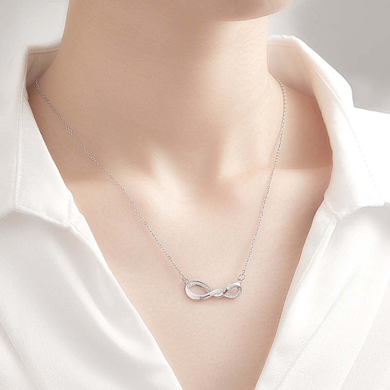 Radiant Engravable Necklace Twisted Infinity Memorial Pendant Gift For Her 5