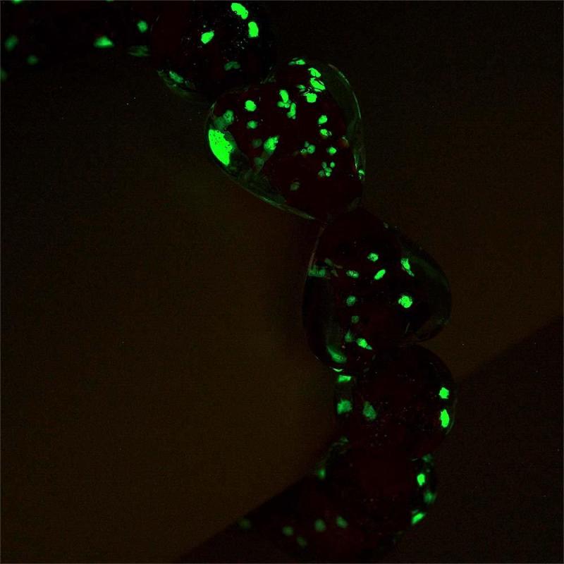 Red Heart-to-Heart Firefly Glass Stretch Beaded Bracelet Glow in the Dark Luminous Bracelet 3