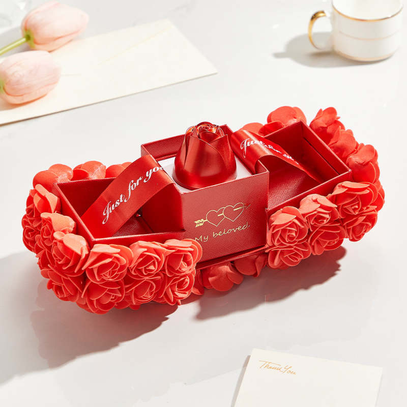 Rose Bouquet Liftable Rose Shaped Jewelry Box Romantic Gift Box 1