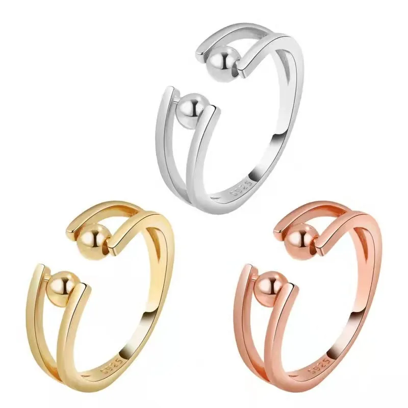 Rotating Ring Relieving Anxiety Adjustable Spinner Ring Jewelry Gift for Women Men