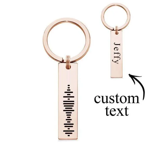 Scannable Music Code Keychain, Custom Engraved Music Song Keychains Black 2