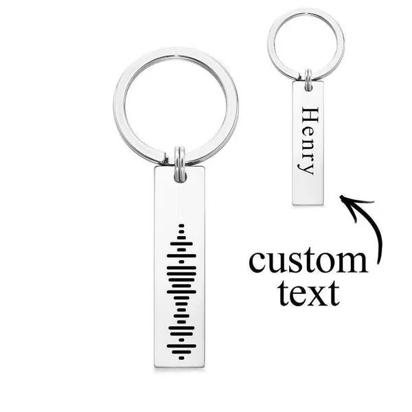 Scannable Music Code Keychain, Custom Engraved Music Song Keychains Black 3