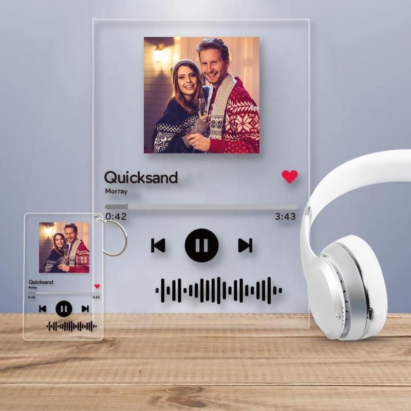 Scannable Music Code Plaque Keychain Music and Photo Acrylic, Song Keychain 2.1in*3.4in (5.4*8.6cm) 2