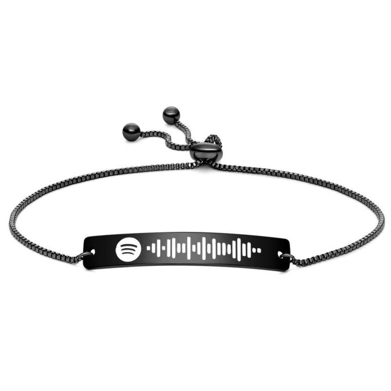 Scannable Spotify Code Bracelet Engraved Bar Bracelet Custom Music Song Bracelet Black Color Gifts for Her 2