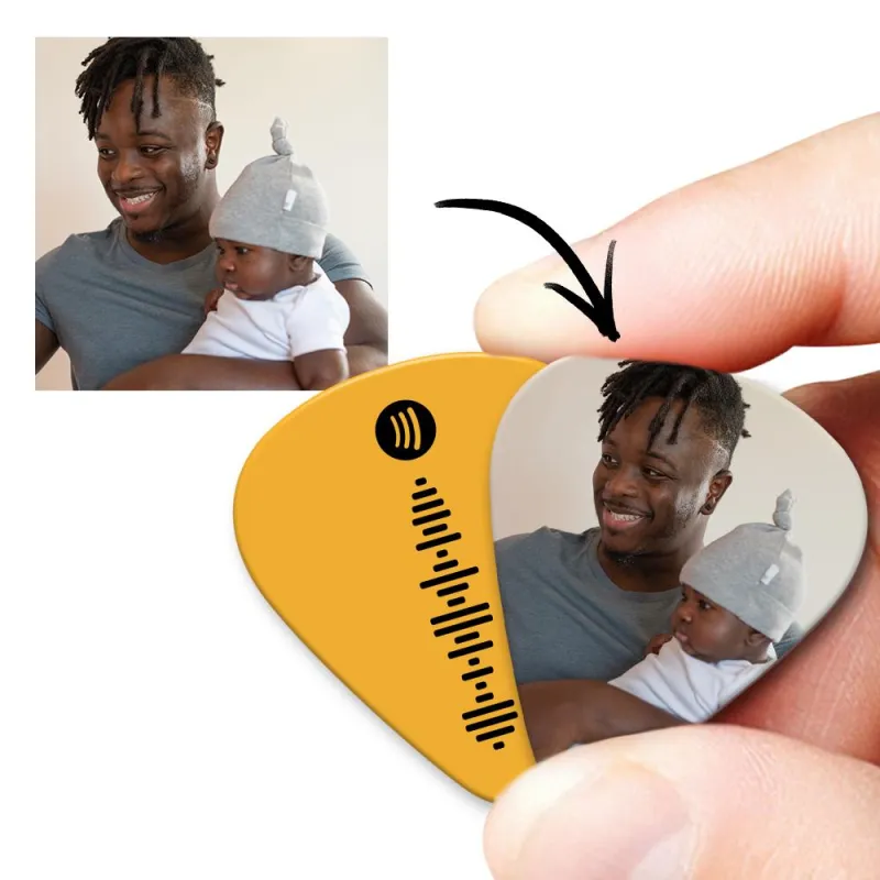 Scannable Spotify Code Guitar Pick, Engraved Music Song with Photo Guitar Pick Gifts for Baby 12Pcs 1