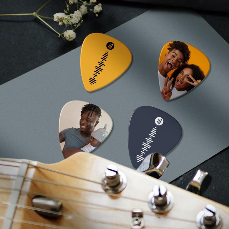 Scannable Spotify Code Guitar Pick, Engraved Music Song with Photo Guitar Pick Gifts for Baby 12Pcs 2