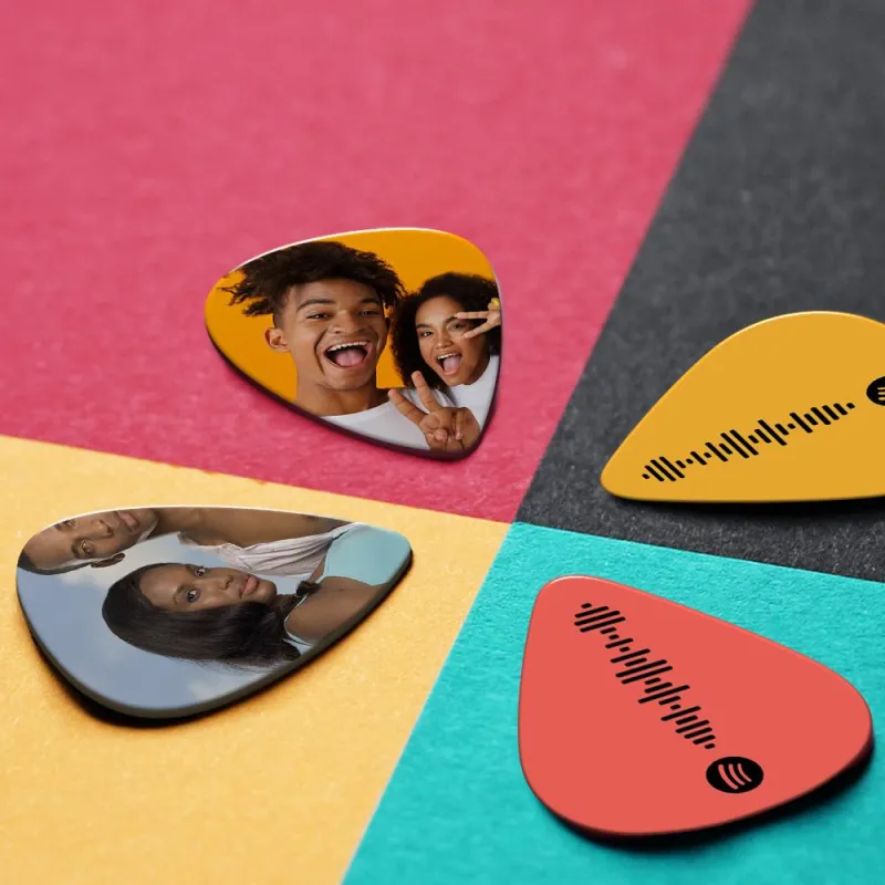 Scannable Spotify Code Guitar Pick, Engraved Music Song with Photo Guitar Pick Gifts for Baby 12Pcs 6