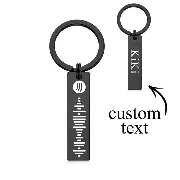 Scannable Spotify Code Keychain, Custom Engraved Music Song Keychains Black 1