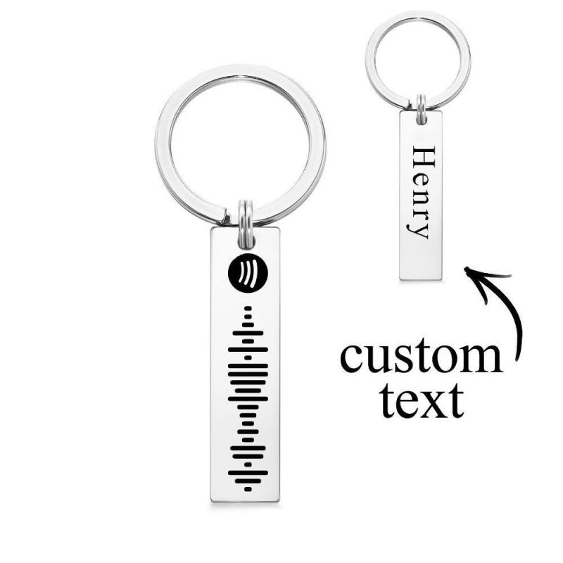 Scannable Spotify Code Keychain, Custom Engraved Music Song Keychains Black 2