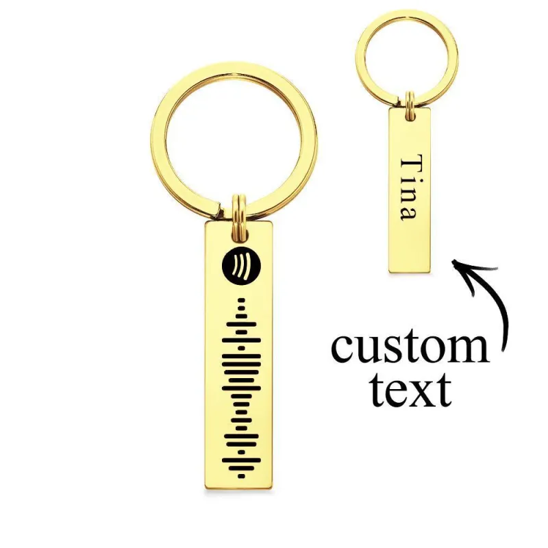 Scannable Spotify Code Keychain, Custom Engraved Music Song Keychains Black 3