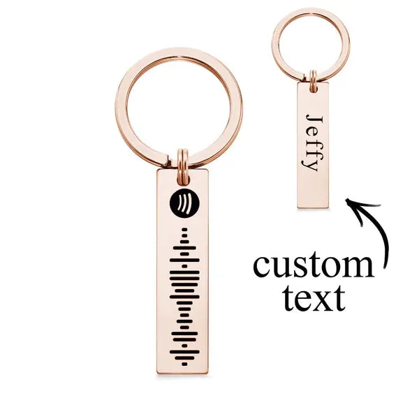 Scannable Spotify Code Keychain, Custom Engraved Music Song Keychains Black 5