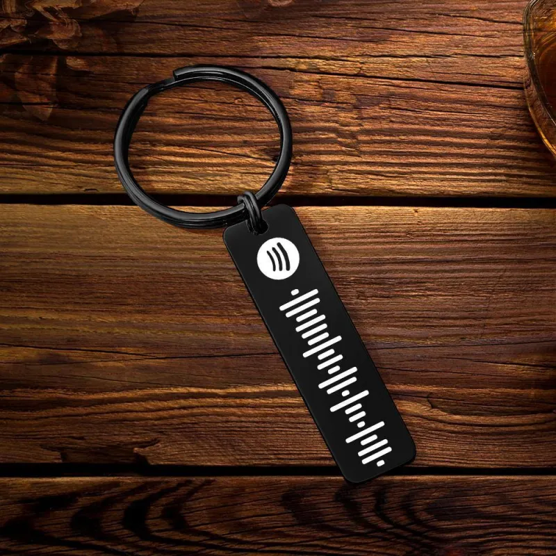 Scannable Spotify Code Keychain, Custom Music Song Keychains Black 2