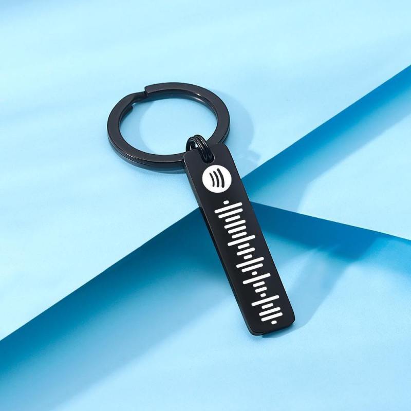 Scannable Spotify Code Keychain, Custom Music Song Keychains Black 3