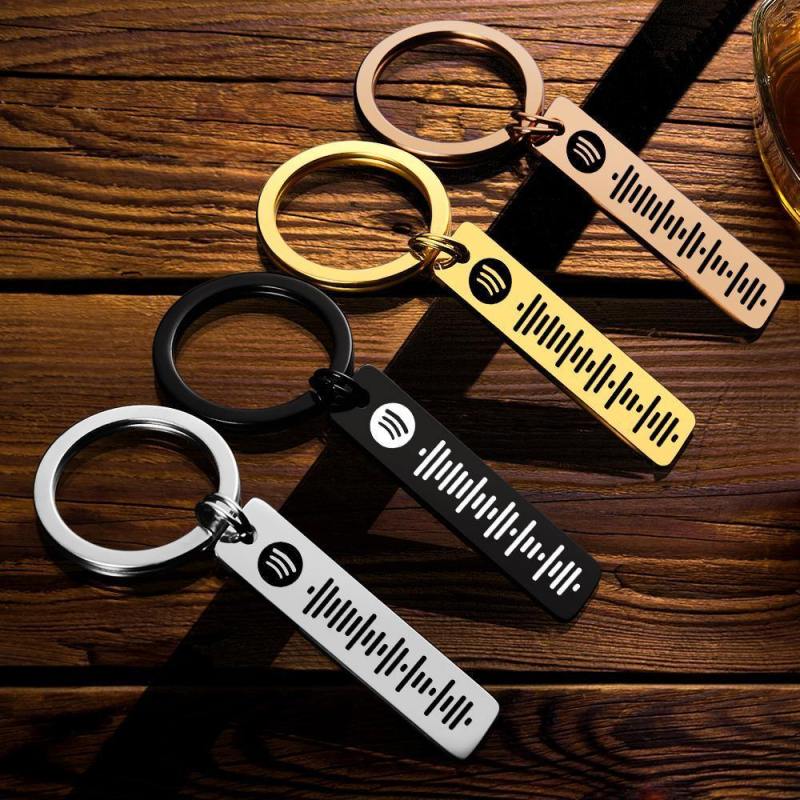 Scannable Spotify Code Keychain, Custom Music Song Keychains Black 4